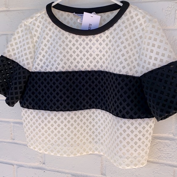 NWT Elizabeth and James Leda Lattice Laser Cut Mesh Crop Top L - Picture 3 of 8